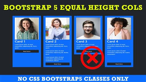 Here in the below program, we have added. . Bootstrap cards same height and width